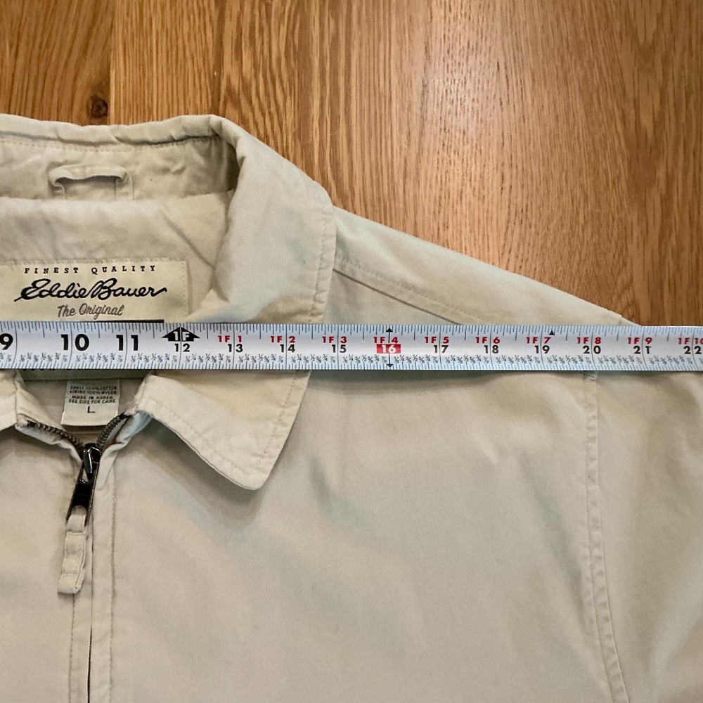 Vintage Eddie Bauer Harrington Jacket Mens L Beige Cotton Korea 90s Swing Top - Picture 10 of 12